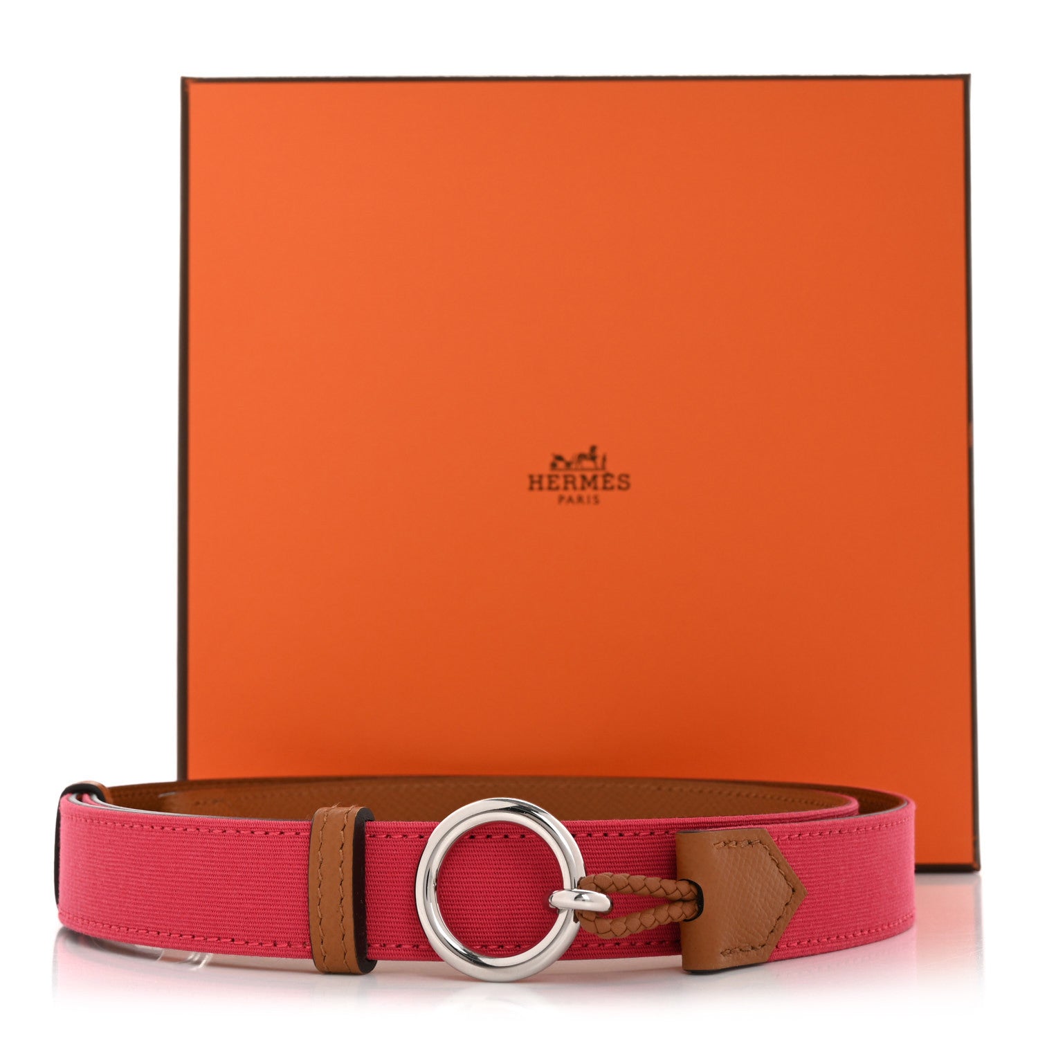 Hermes Toile Epsom Reversible Babord 24mm Belt Rose Extreme Gold 6 of 6