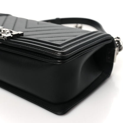 Chanel Calfskin Chevron Quilted Medium Boy Flap Black 10 of 11