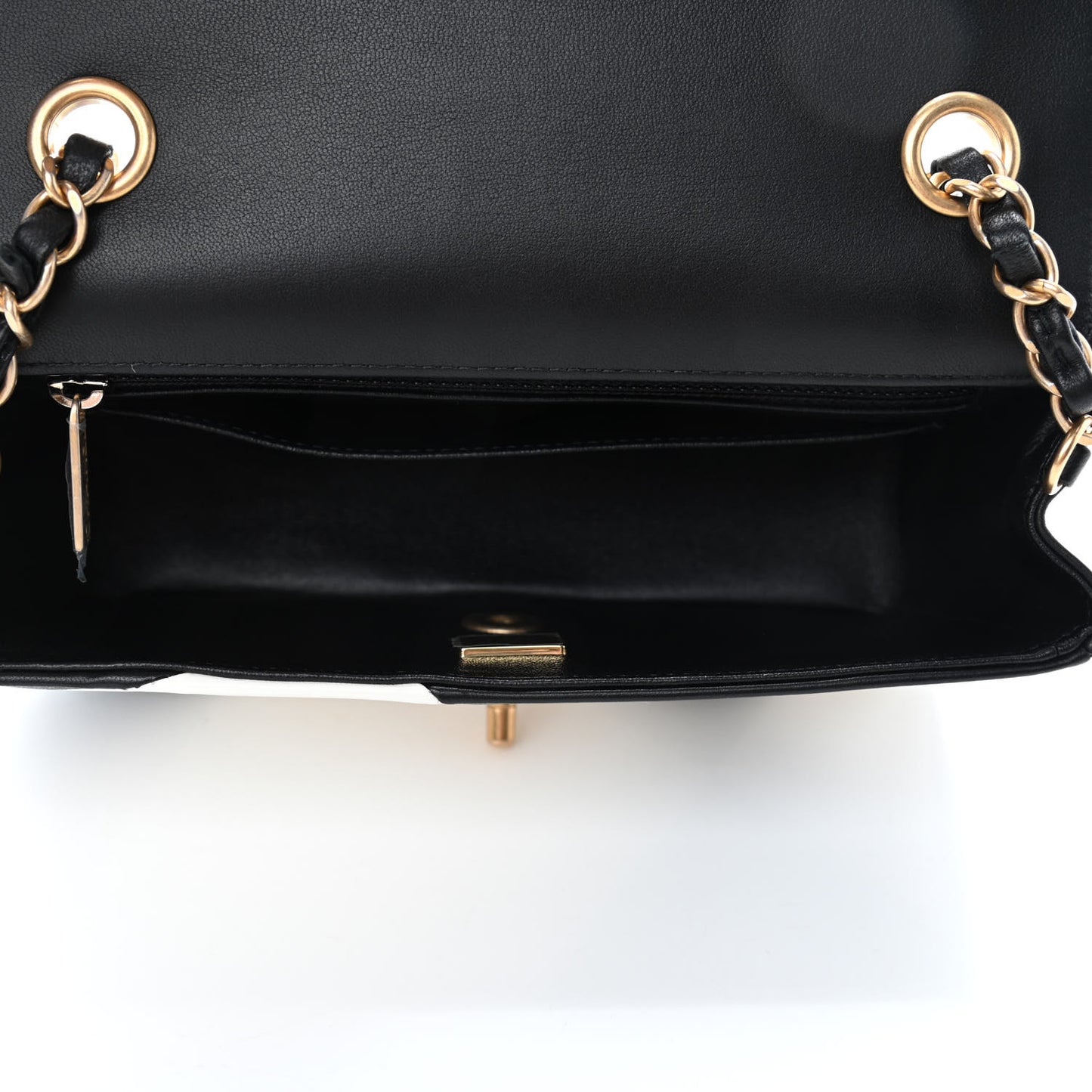 Lambskin Geometric Patchwork Mini Flap Black White