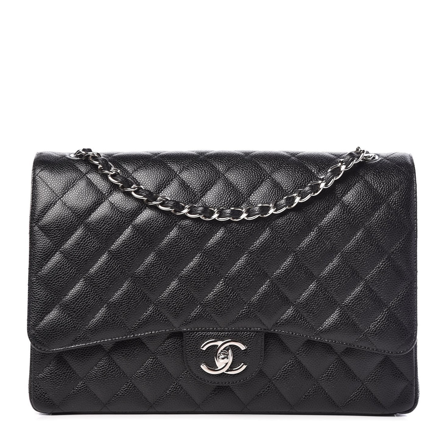 Caviar Quilted Maxi Double Flap Black