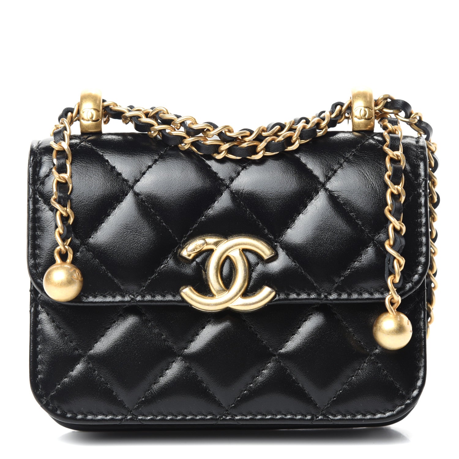 Chanel Calfskin Quilted Perfect Fit Coin Purse With Chain Black 1 of 11