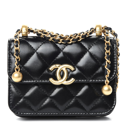 Chanel Calfskin Quilted Perfect Fit Coin Purse With Chain Black 1 of 11