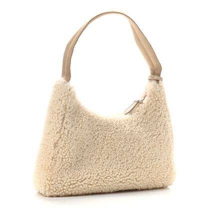 Prada Shearling Mini Re-Edition 2000 Bag Ecru 3 of 10