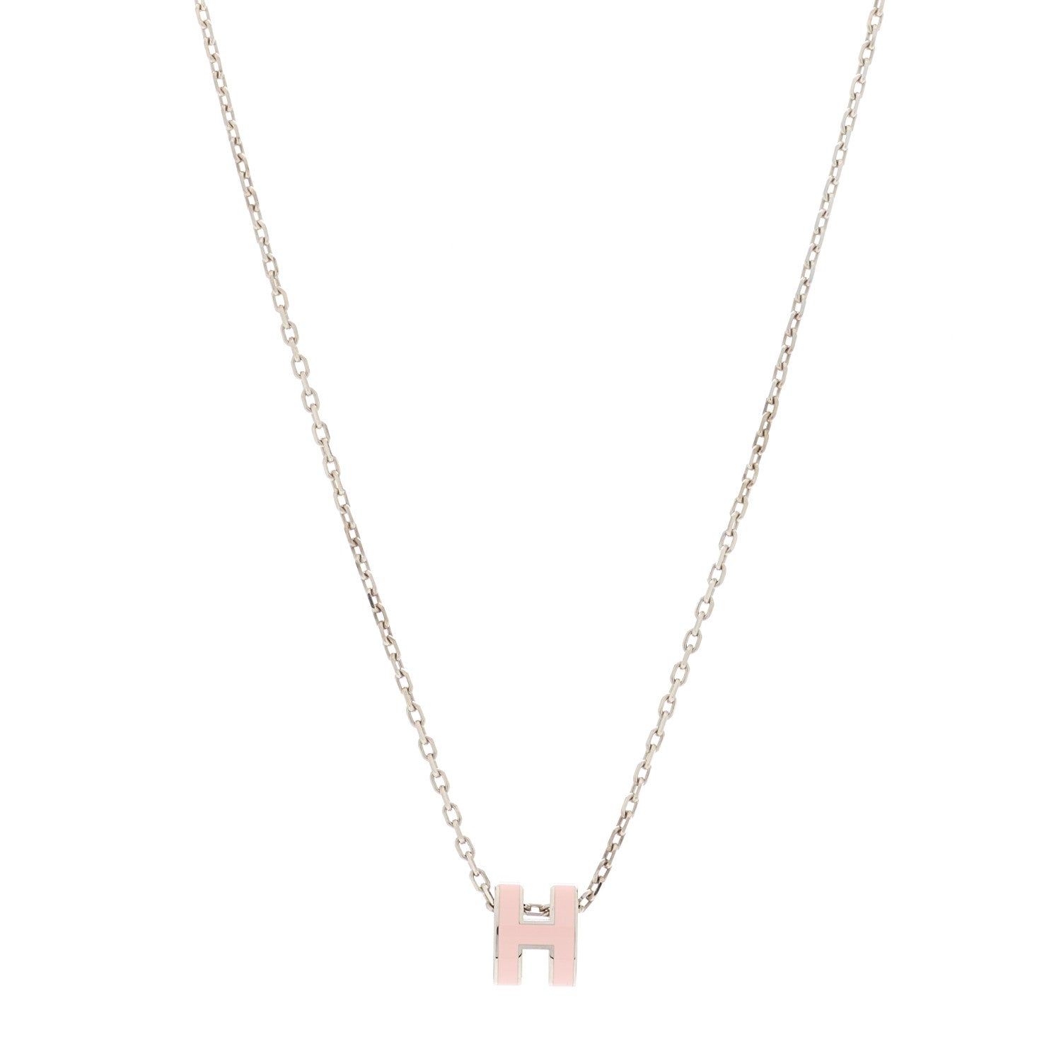 Hermes Palladium Mini Pop H Pendant Necklace Rose Dragee 1 of 6