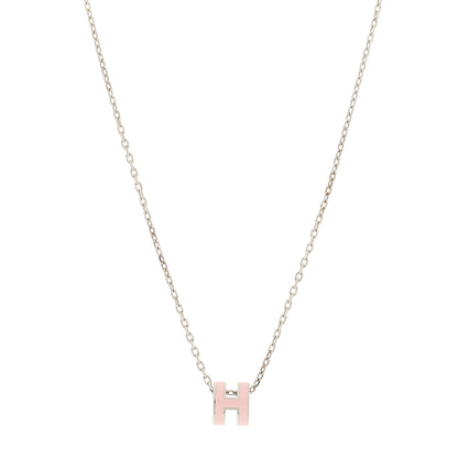 Hermes Palladium Mini Pop H Pendant Necklace Rose Dragee 1 of 6