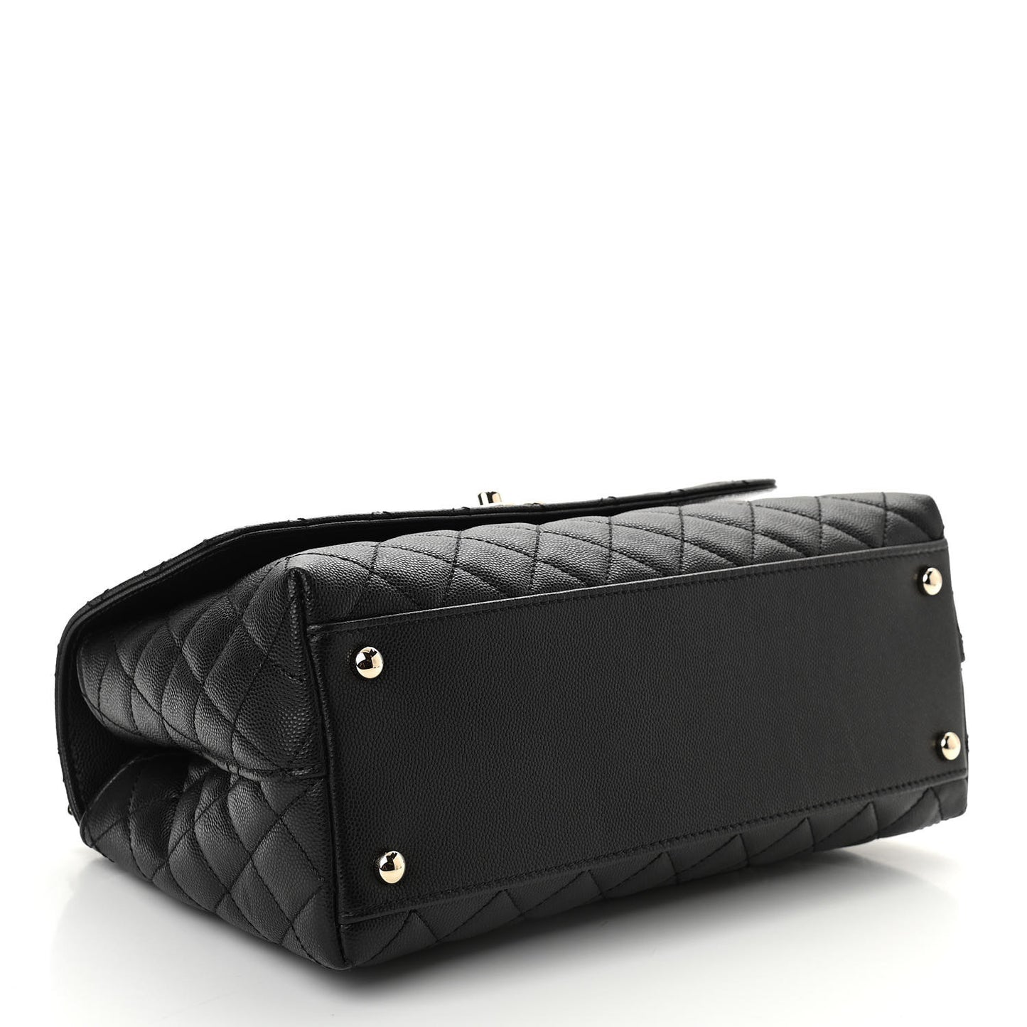 Caviar Lizard Quilted Small Coco Handle Flap Black