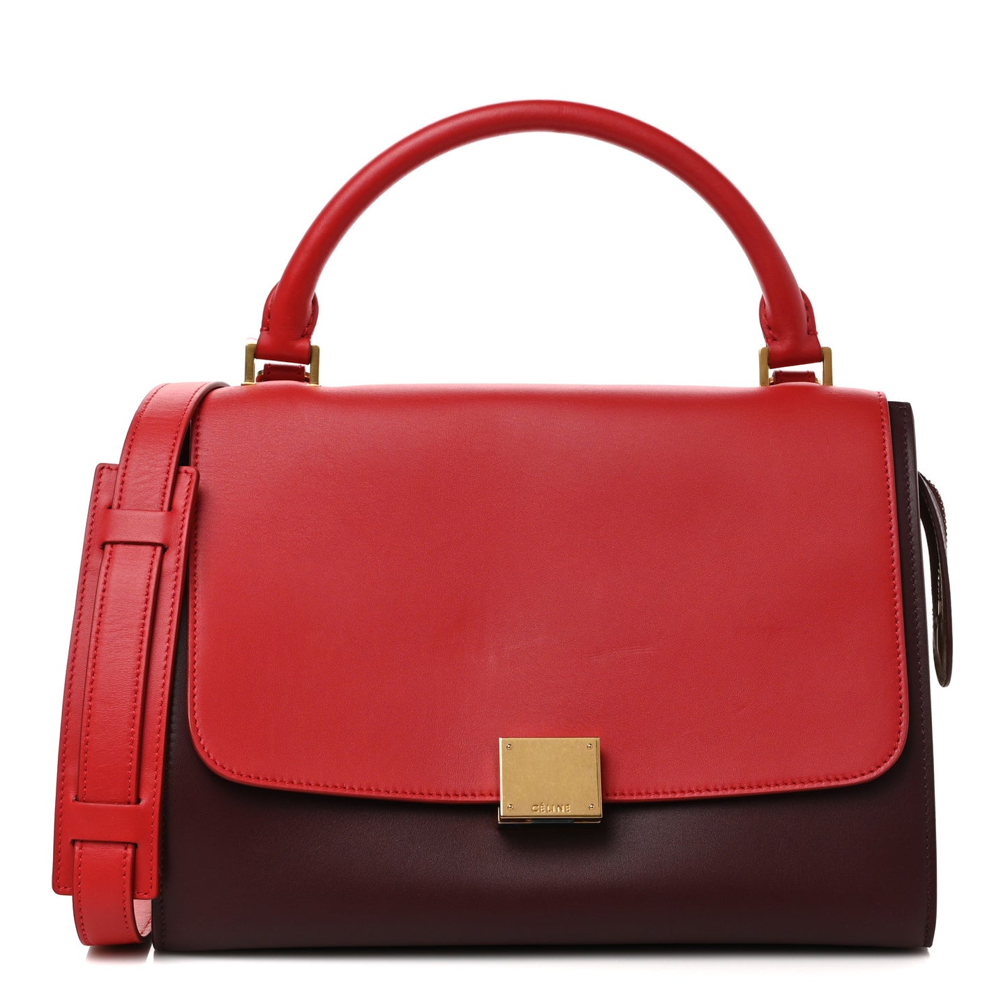 Satin Baby Grained Calfskin Small Tri-Color Trapeze Carmin