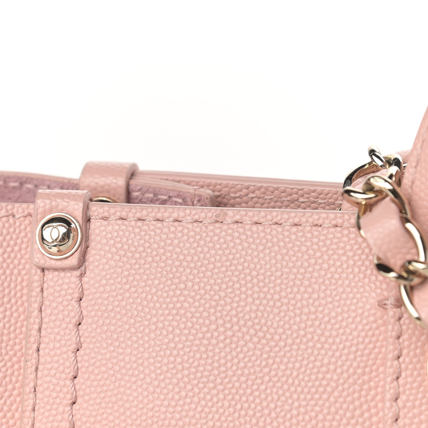 Chanel Caviar Small Studded Deauville Tote Light Pink 13 of 15