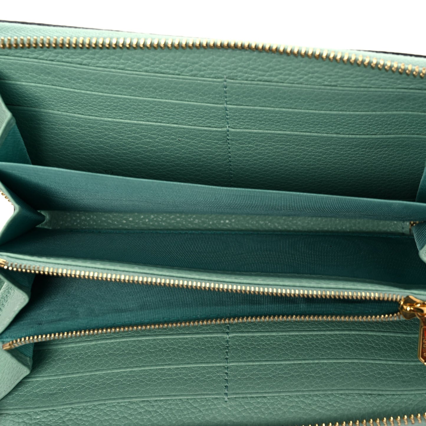 Posillipo Grain Calfskin Zumi Zip Around Wallet Water Green