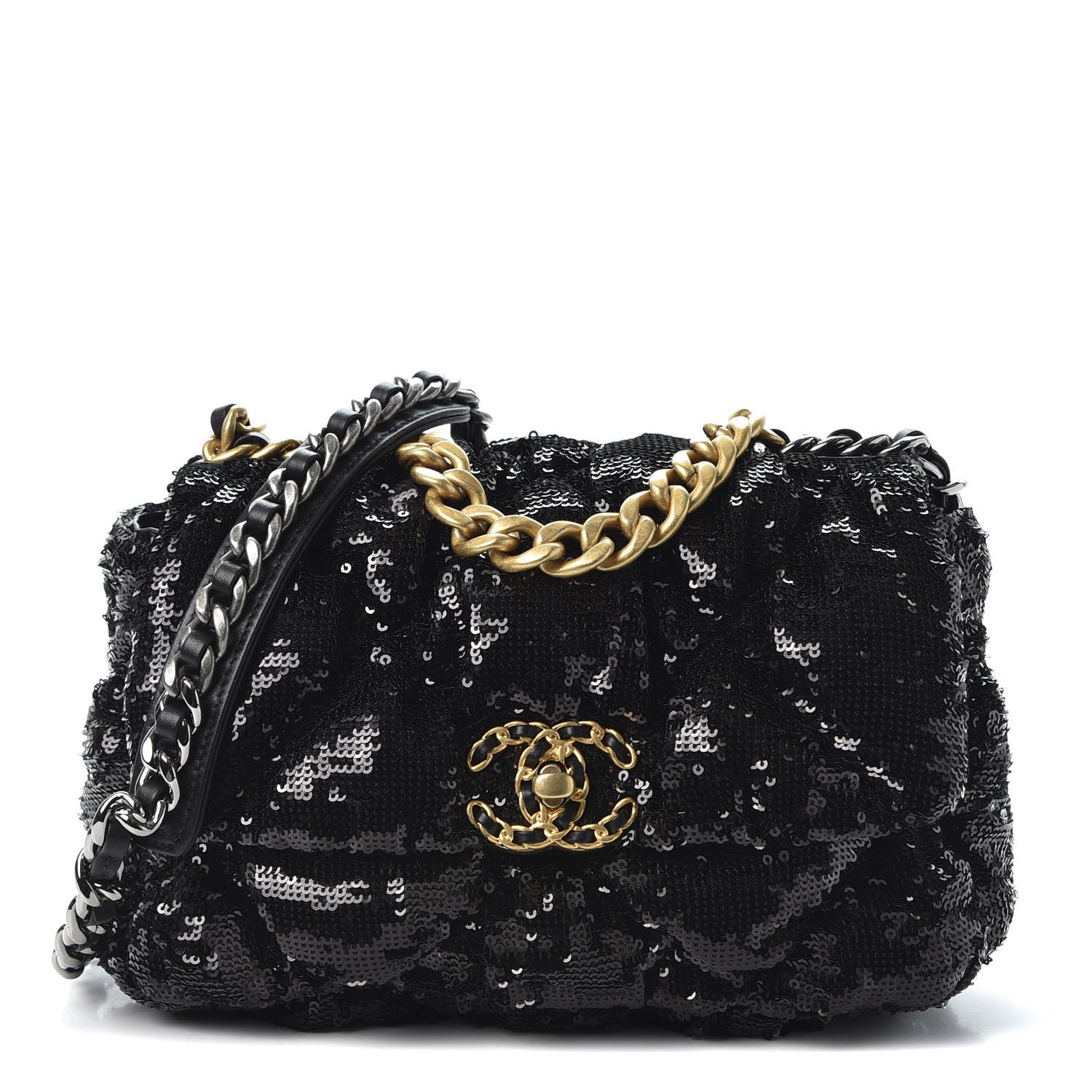 Chanel Sequin Quilted Medium 19 Flap Black 1 of 10