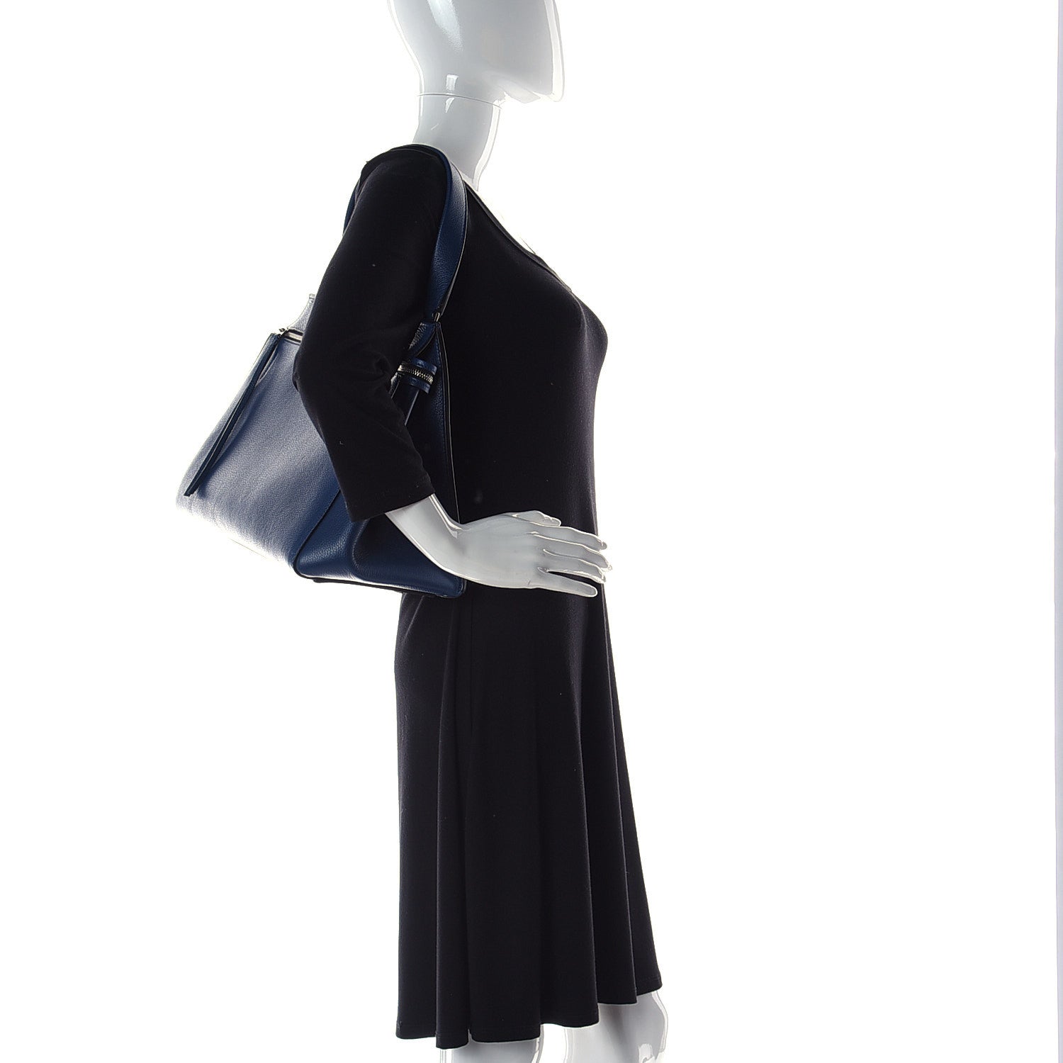 Celine Drummed Calfskin Medium Edge Shoulder Bag Ocean Blue 3 of 18