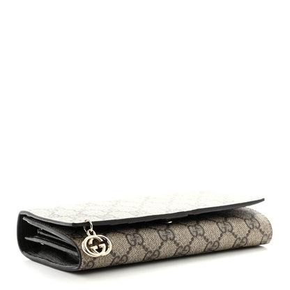Gucci GG Supreme Monogram GG Pierce Chain Clutch Wallet Beige Ebony Black 3 of 10
