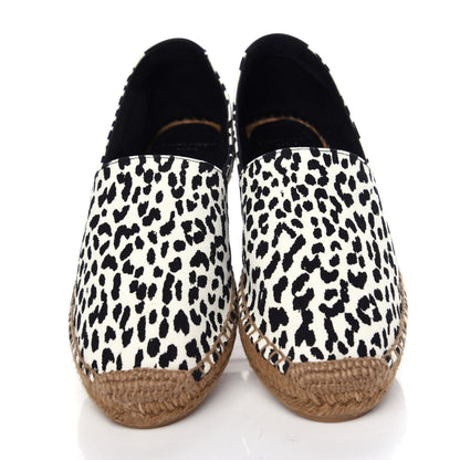 Saint Laurent Canvas Leopard Print Espadrilles 40 Latte Black 5 of 13