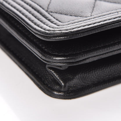 Chanel Caviar Quilted Boy Wallet On Chain WOC So Black 11 of 14