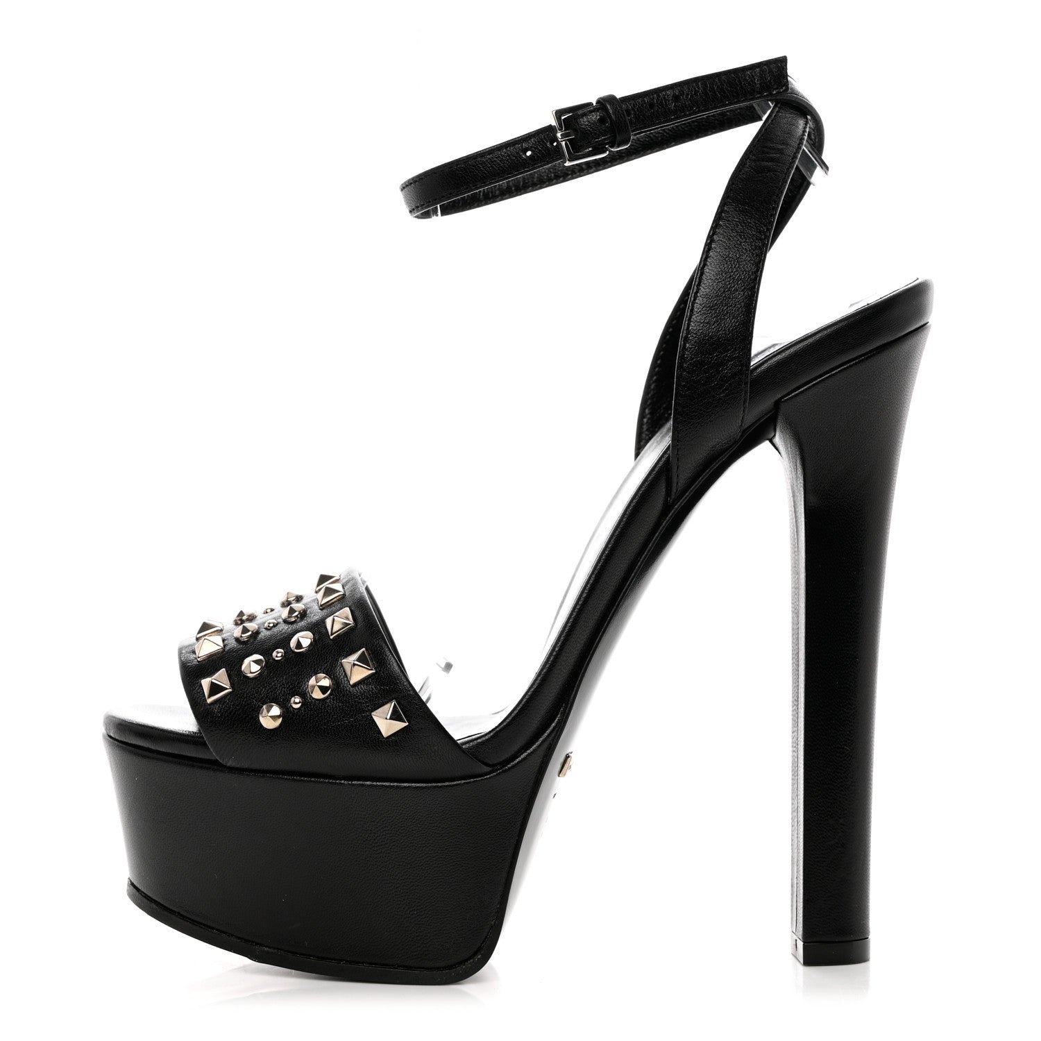 Gucci Malaga Kid Studded Leila Ankle Strap Platform Sandals 35.5 Black 1 of 11