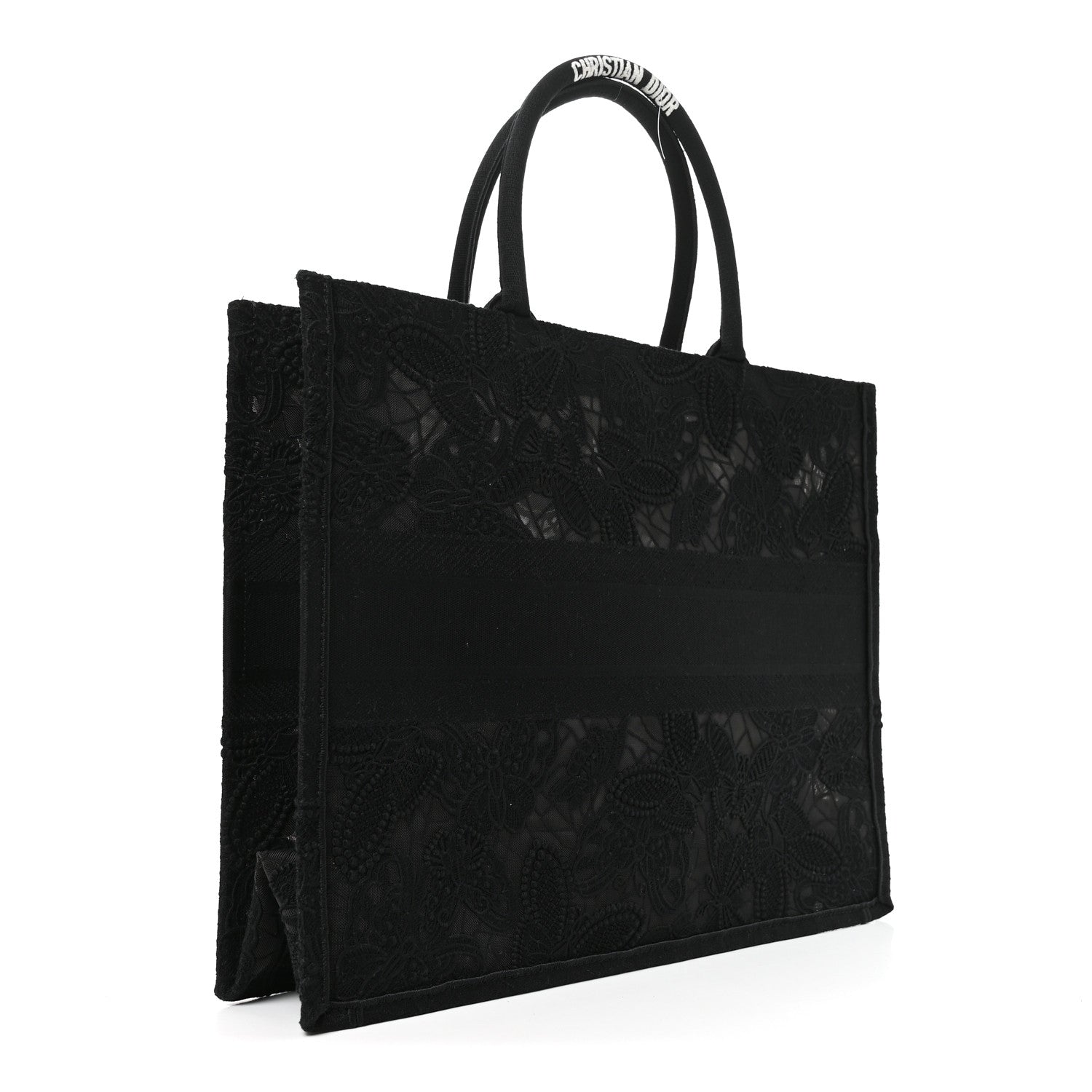 Christian Dior Embroidered 3D Macrame D-Lace Butterfly Large Book Tote Black Multicolor 3 of 10