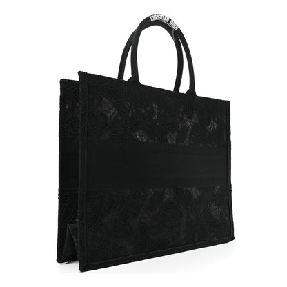 Christian Dior Embroidered 3D Macrame D-Lace Butterfly Large Book Tote Black Multicolor 3 of 10