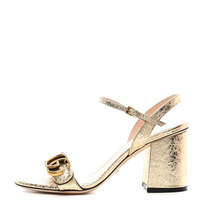 Gucci Galassia GG Marmont Ankle Wrap 75mm Sandals 37 Platino 1 of 9