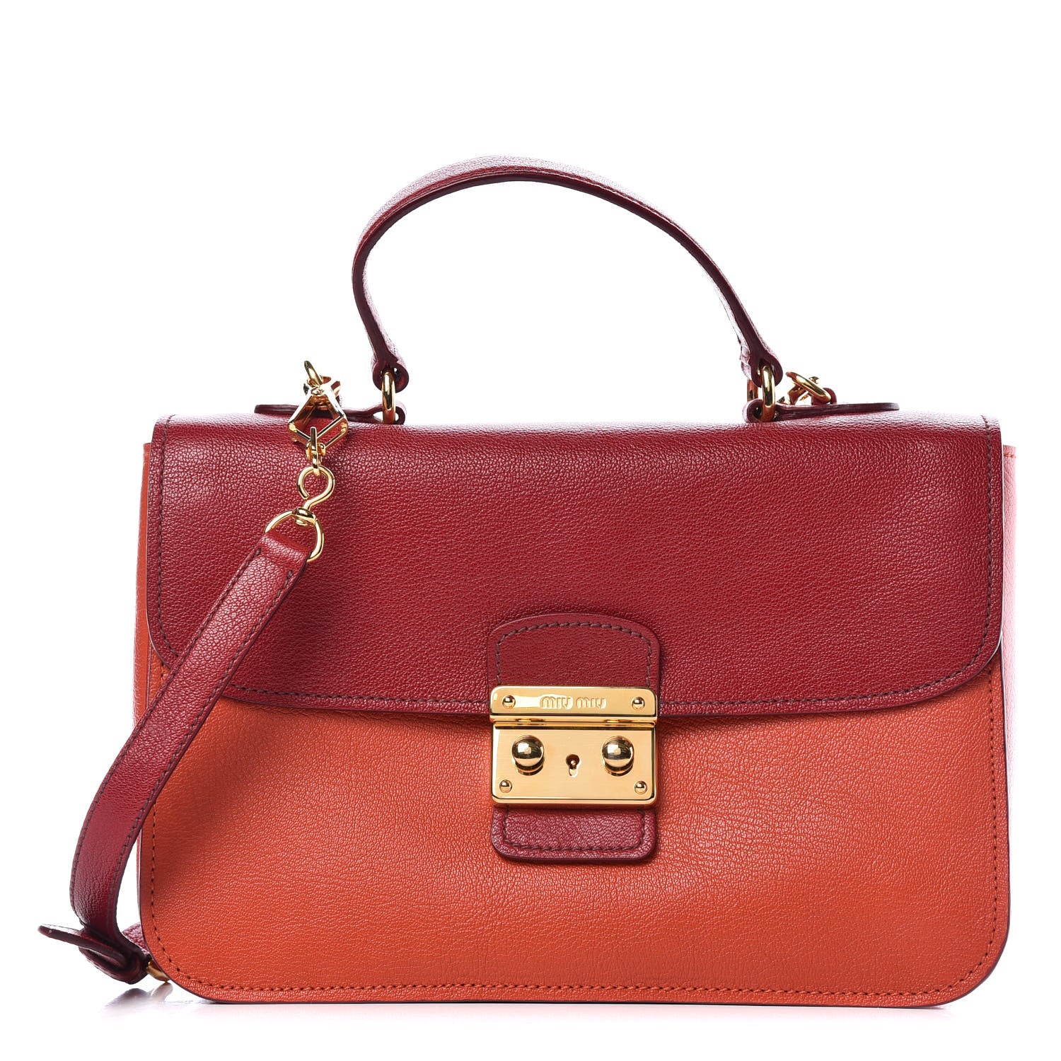 Miu Miu Goatskin Madras Bi-Color Shoulder Bag Mandarino Rubino 1 of 13