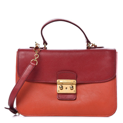 Miu Miu Goatskin Madras Bi-Color Shoulder Bag Mandarino Rubino 1 of 13