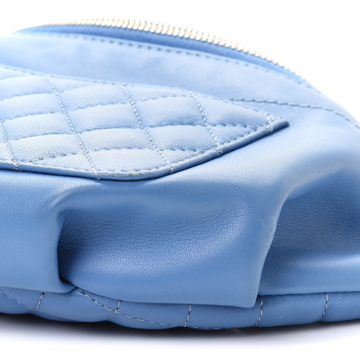 Lambskin Quilted Bi Waist Bag Fanny Pack Blue