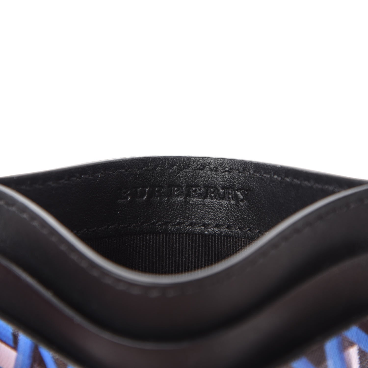 Burberry Calfskin Vintage Check Graffiti Print Card Holder Blue 6 of 8