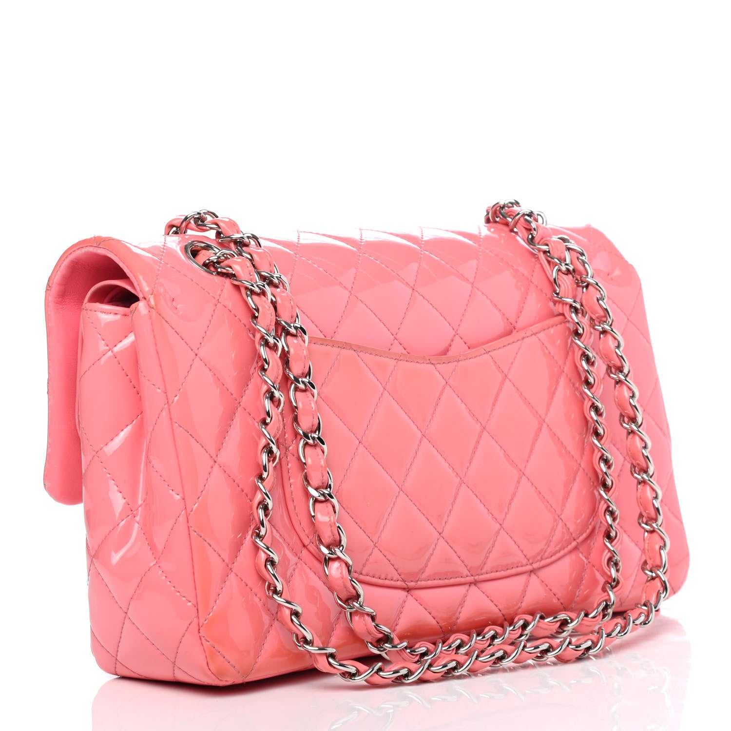 Chanel Patent Quilted Medium Double Flap Pink 2 of 4