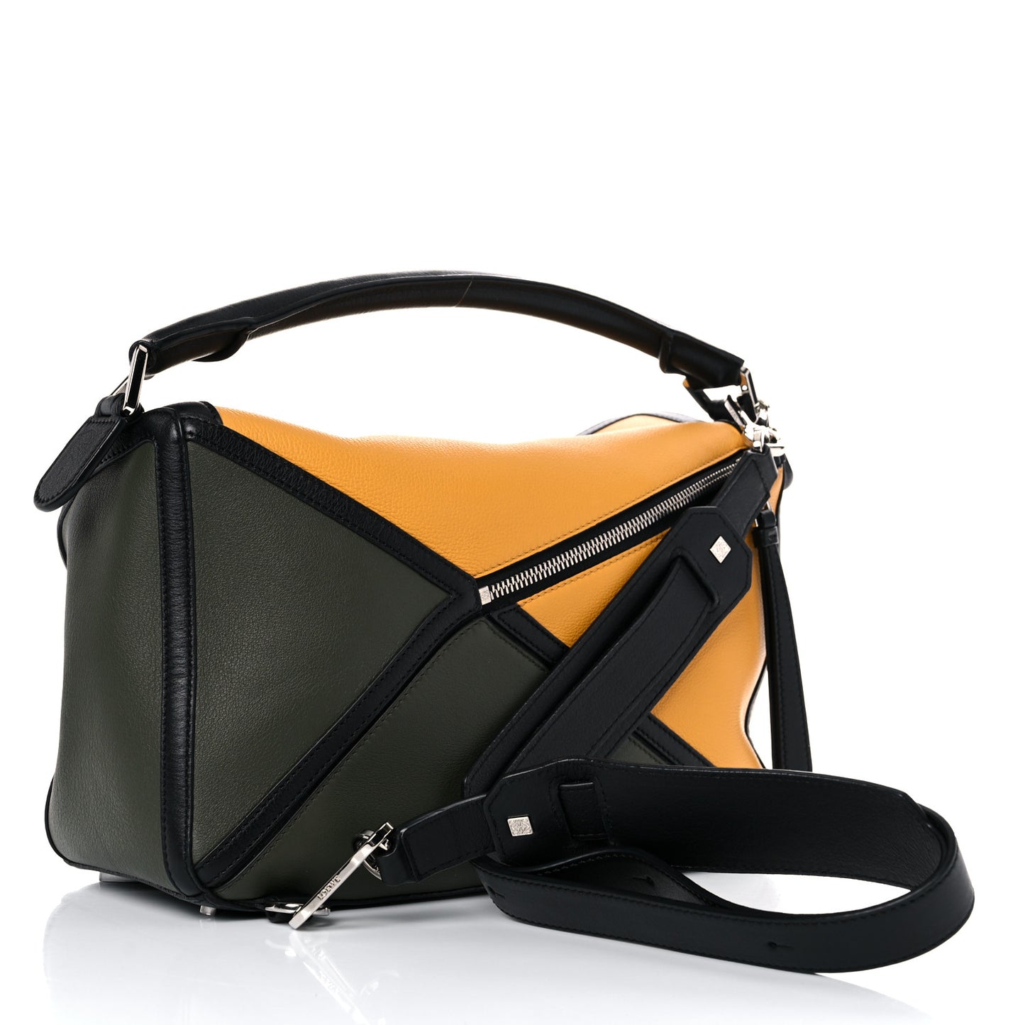 Calfskin Small Puzzle Bag Khaki Yellow