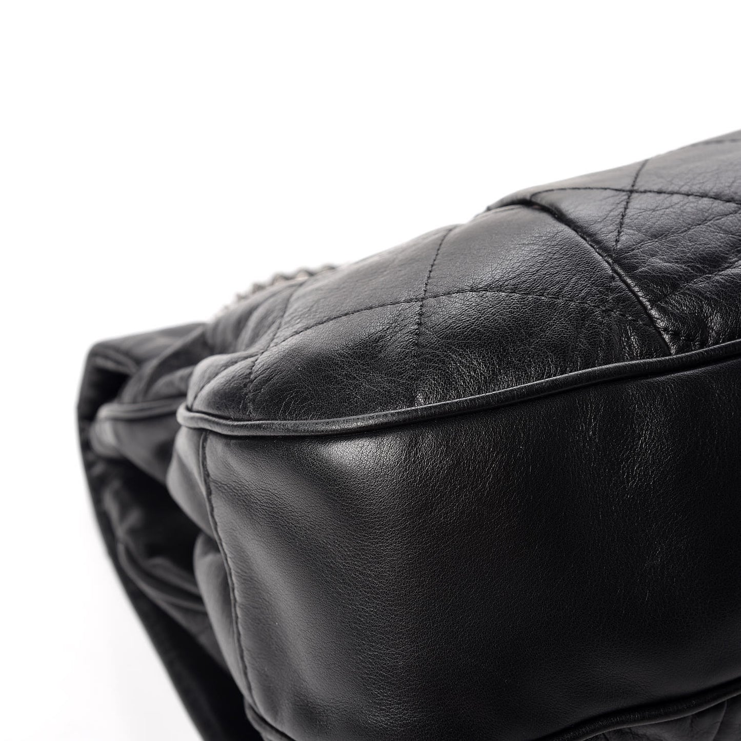 Calfskin Coco Pleats Flap Black