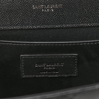 Saint Laurent Grain De Poudre Textured Mixed Matelasse Triquilt Medium Monogram Satchel Black 6 of 10
