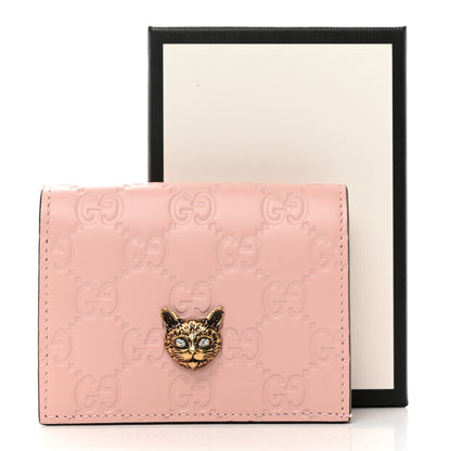Gucci Guccissima Signature Crystal Cat Card Case Wallet Light Candy Pink 8 of 8