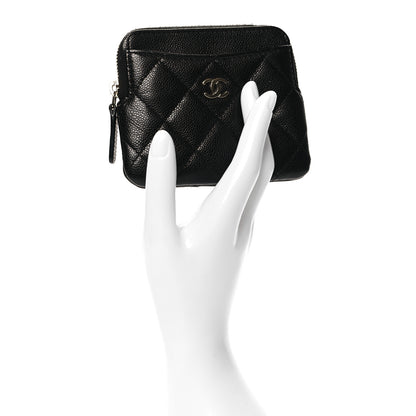 Chanel Caviar Quilted Zip Card Holder Wallet Black 2 of 10
