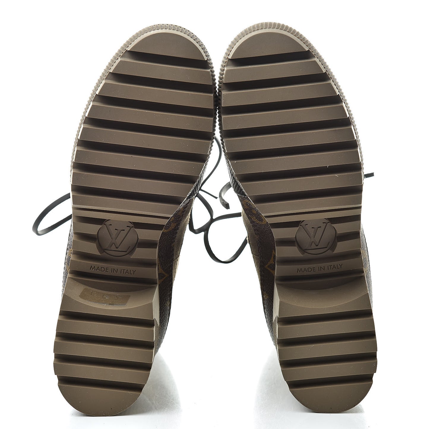 Suede Calfskin Monogram Laureate Platform Desert Boots 35.5 Beige