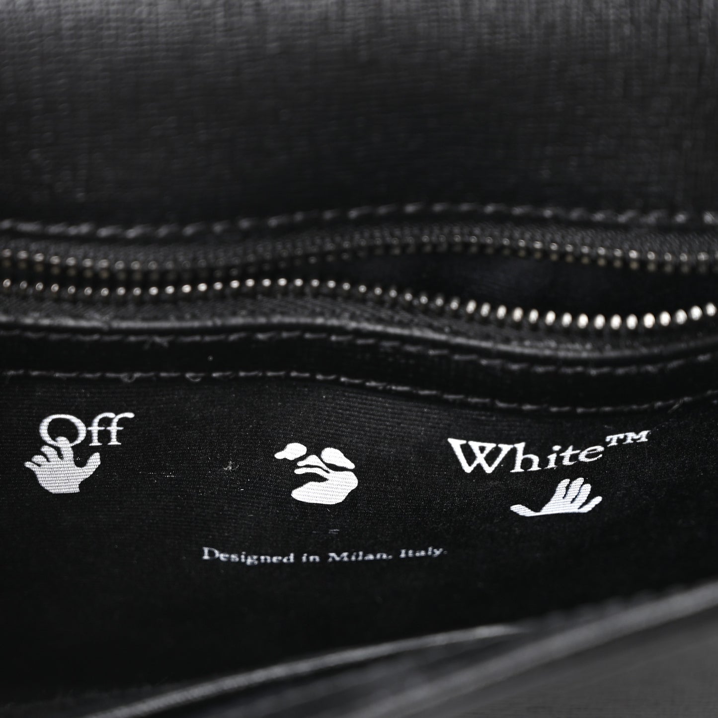 Saffiano Striped Mini Diag Binder Clip Bag Black White Indus