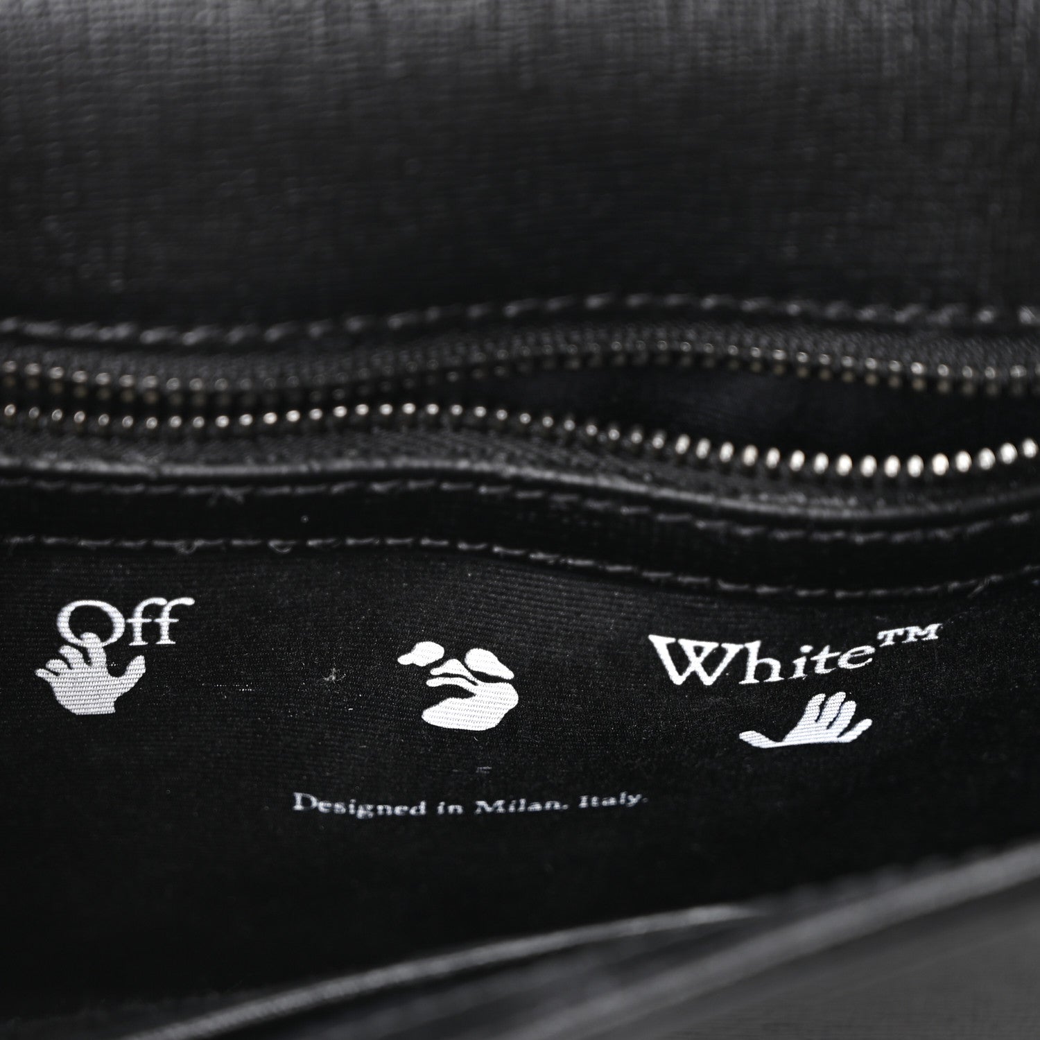 Off-White Saffiano Striped Mini Diag Binder Clip Bag Black White Indus 6 of 9