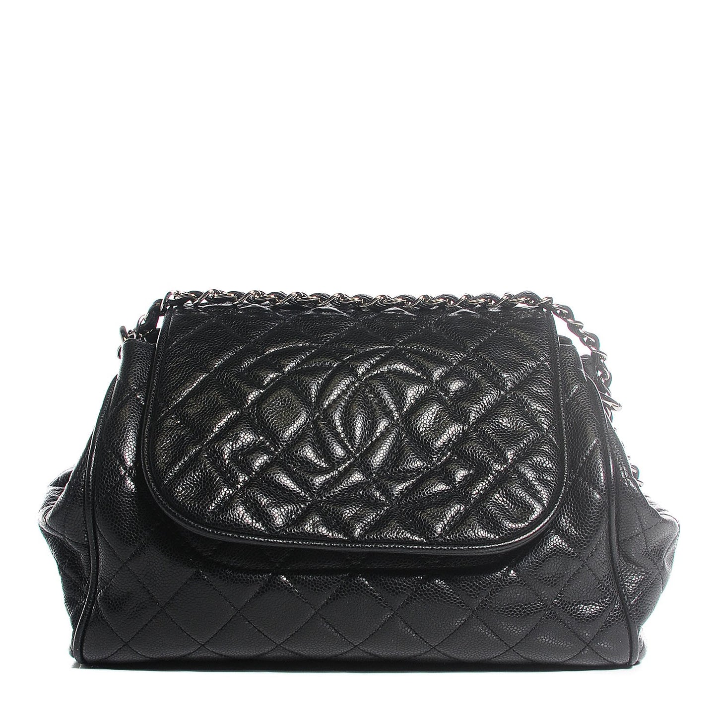 Caviar Quilted Timeless Accordion Flap Black