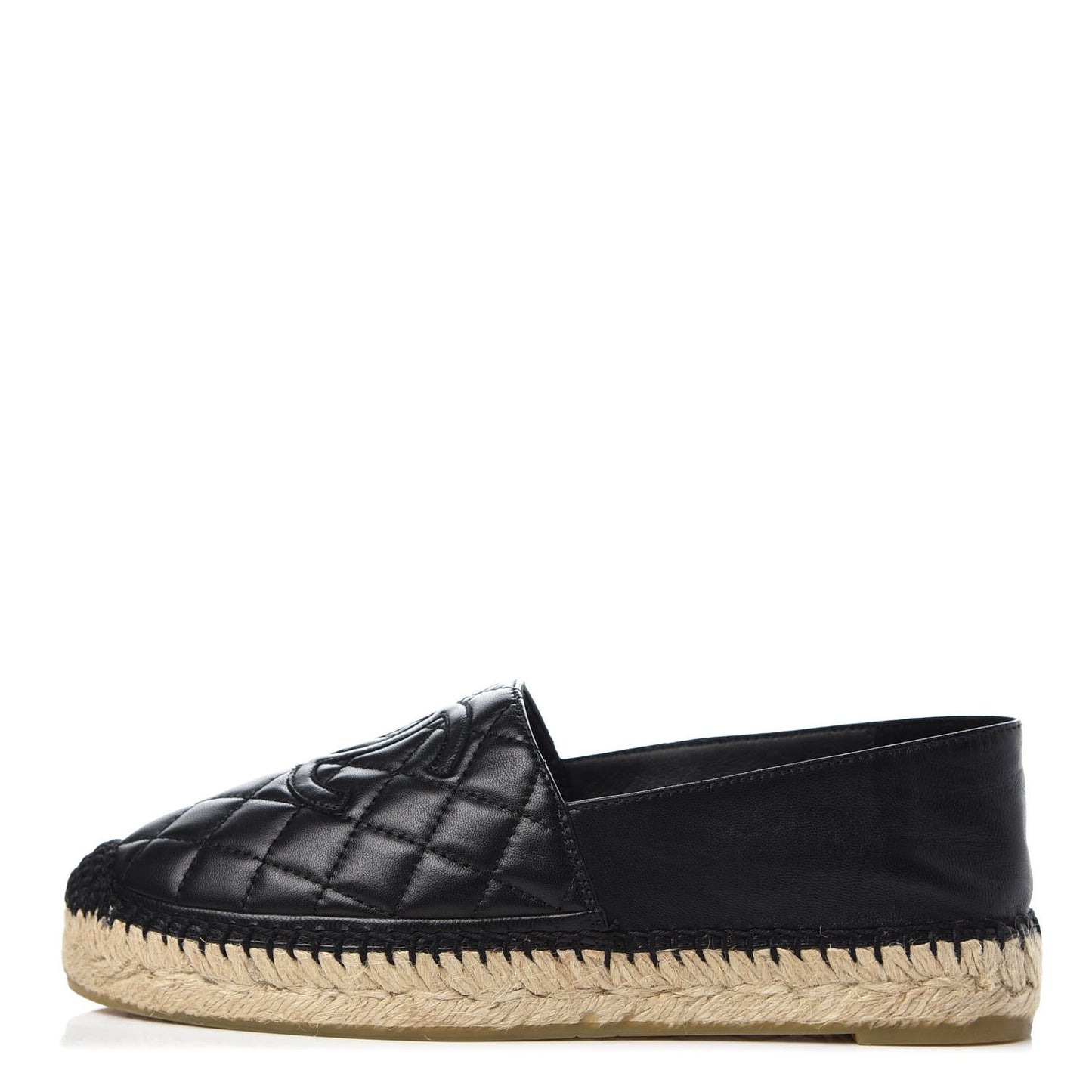 Lambskin Quilted CC Espadrilles 36 Navy