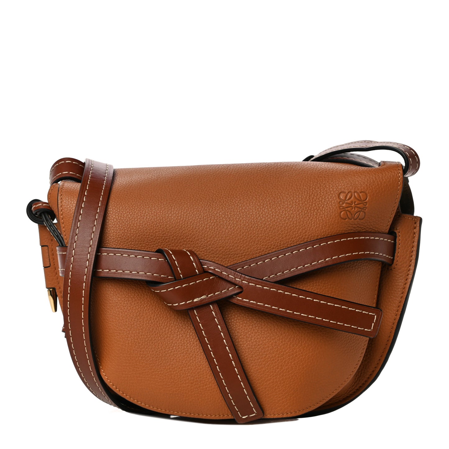 Grained Calfskin Small Gate Crossbody Bag Caramel Pecan