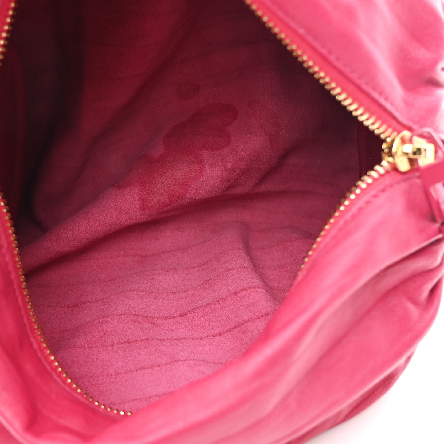 Lambskin Pleated Bracelet Pouch Chain Shoulder Bag Rouge Blossoms