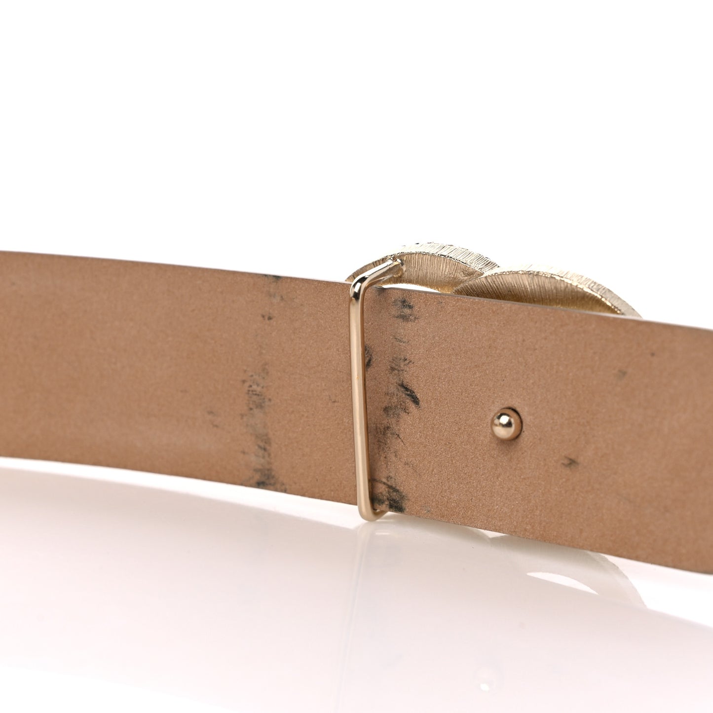 Metallic Calfskin Baguette Crystal CC Belt 85 34 Gold