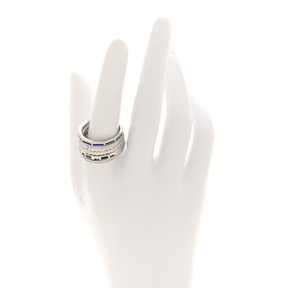 David Yurman Sterling Silver Diamond Blue Sapphire Enamel Stax Wide Stacked Ring 60 9 2 of 4