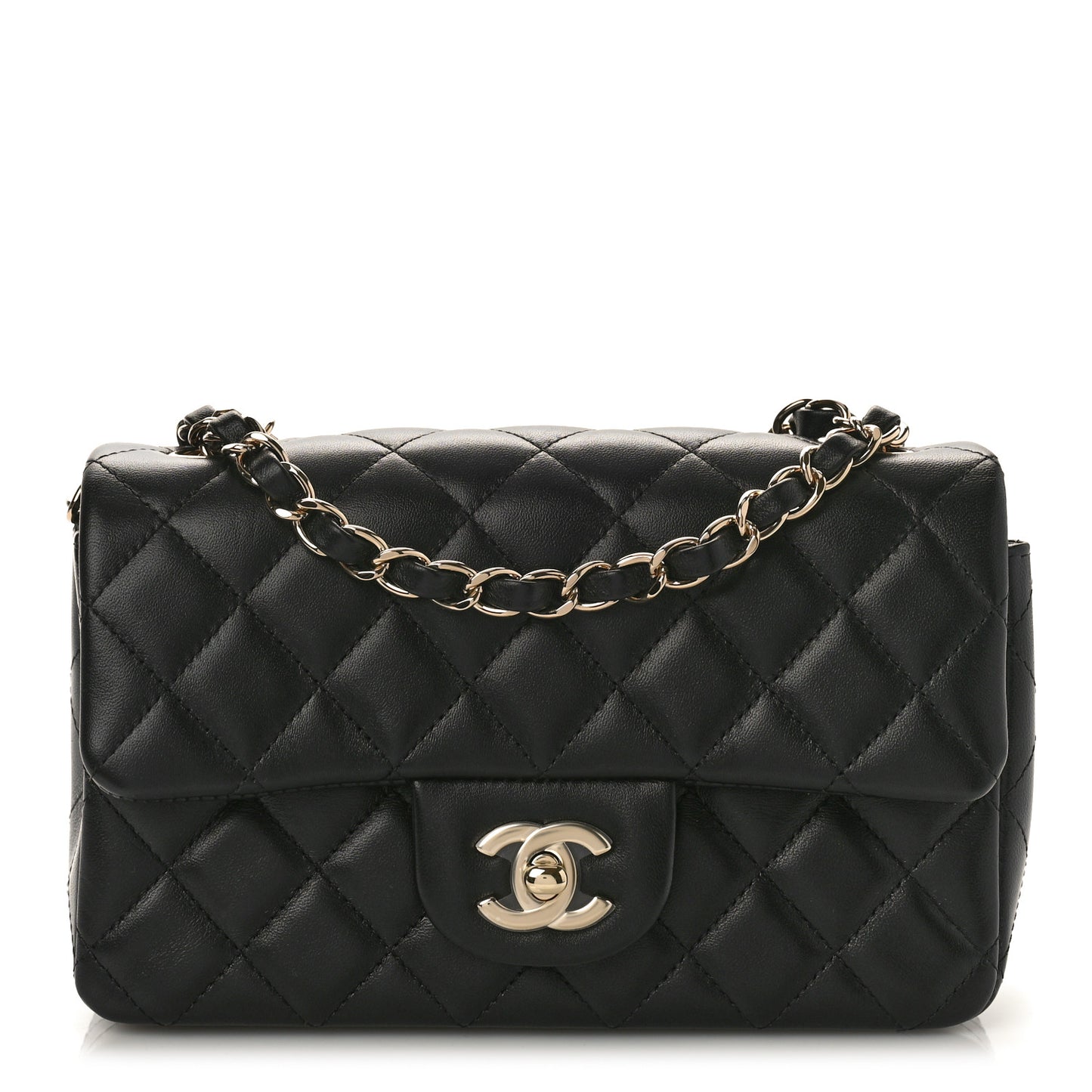 Lambskin Quilted Mini Rectangular Flap Black