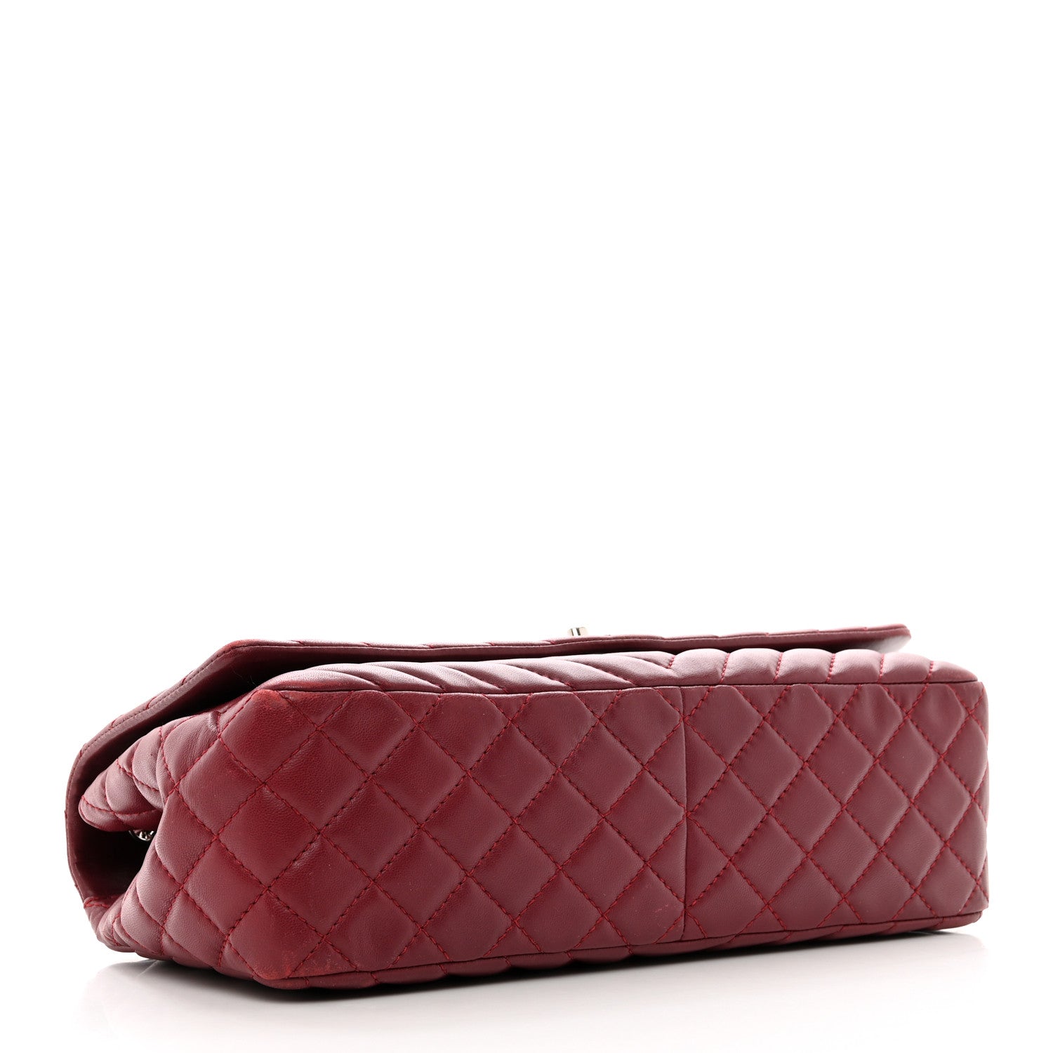 Chanel Lambskin Chevron Quilted Large Surpique Flap Dark Red 4 of 12