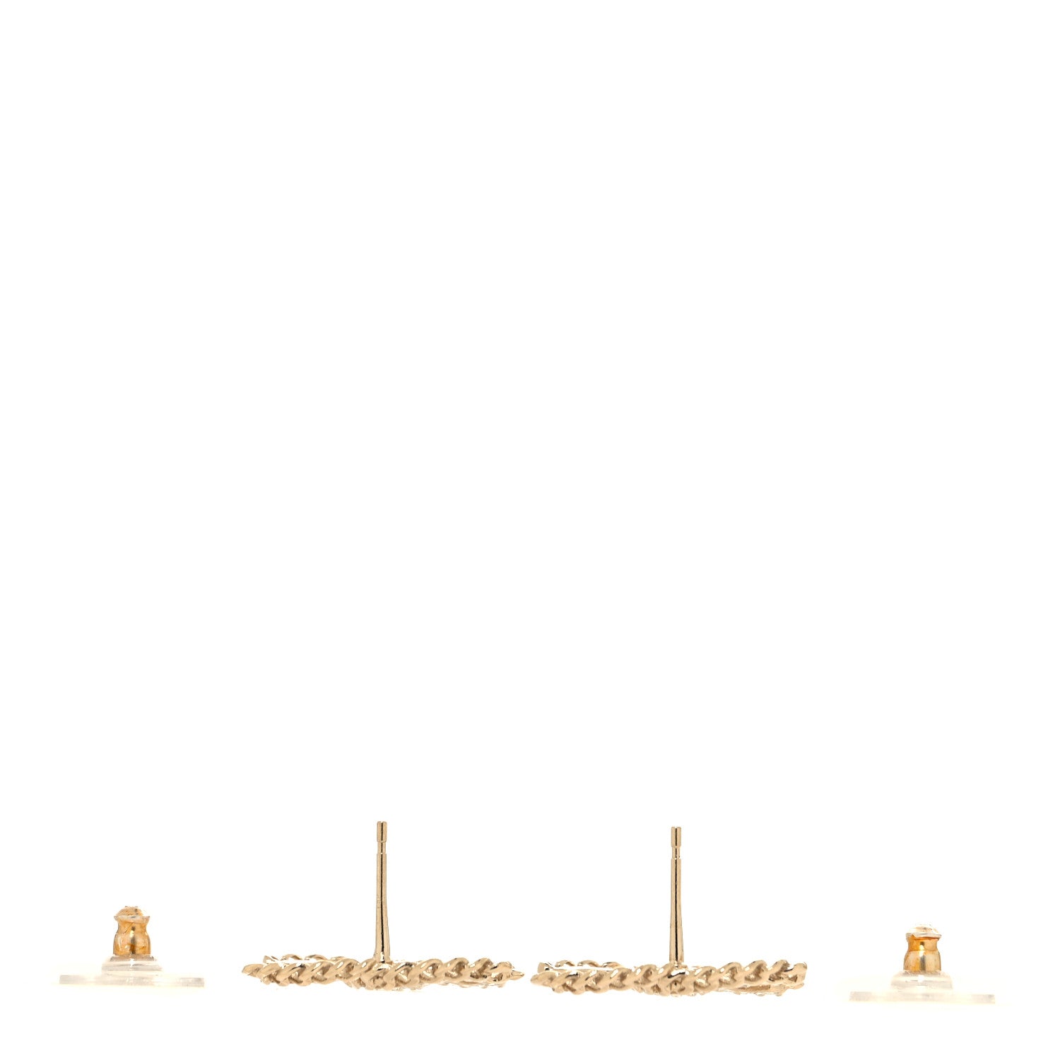 Chanel Crystal Chain CC Stud Earrings Gold 3 of 5