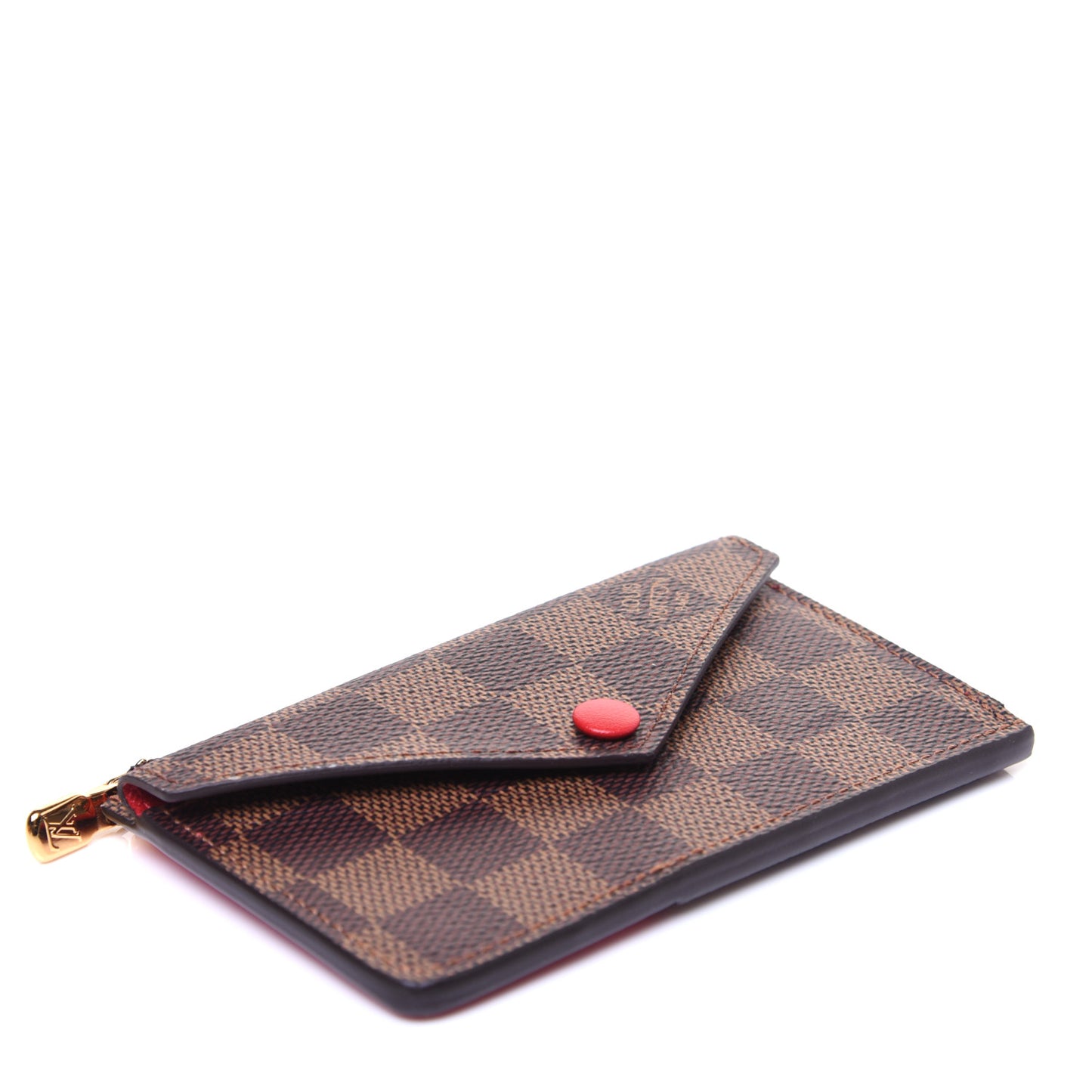 Damier Ebene Recto Verso Card Holder Red