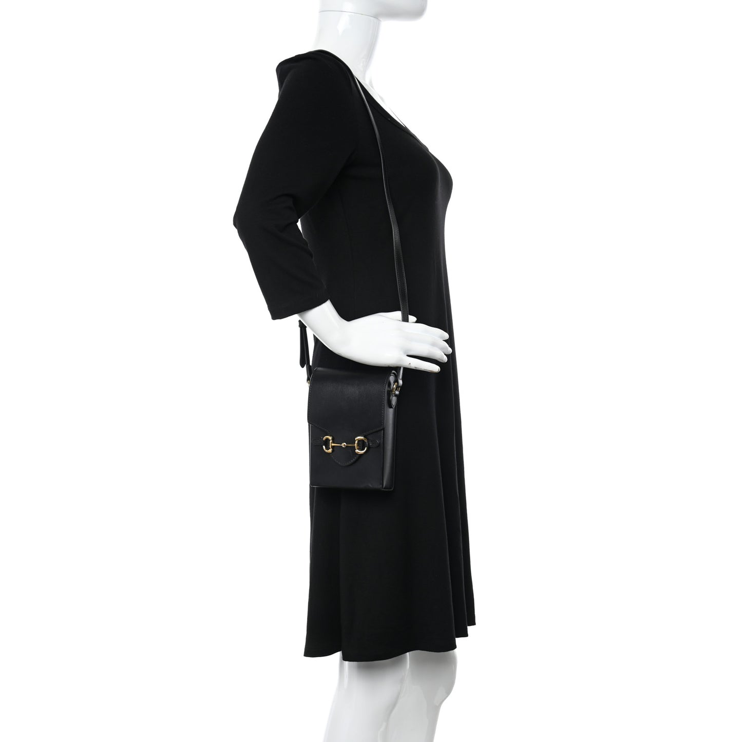 Boarded Plutone Calfskin Mini Horsebit 1955 Crossbody Bag Black