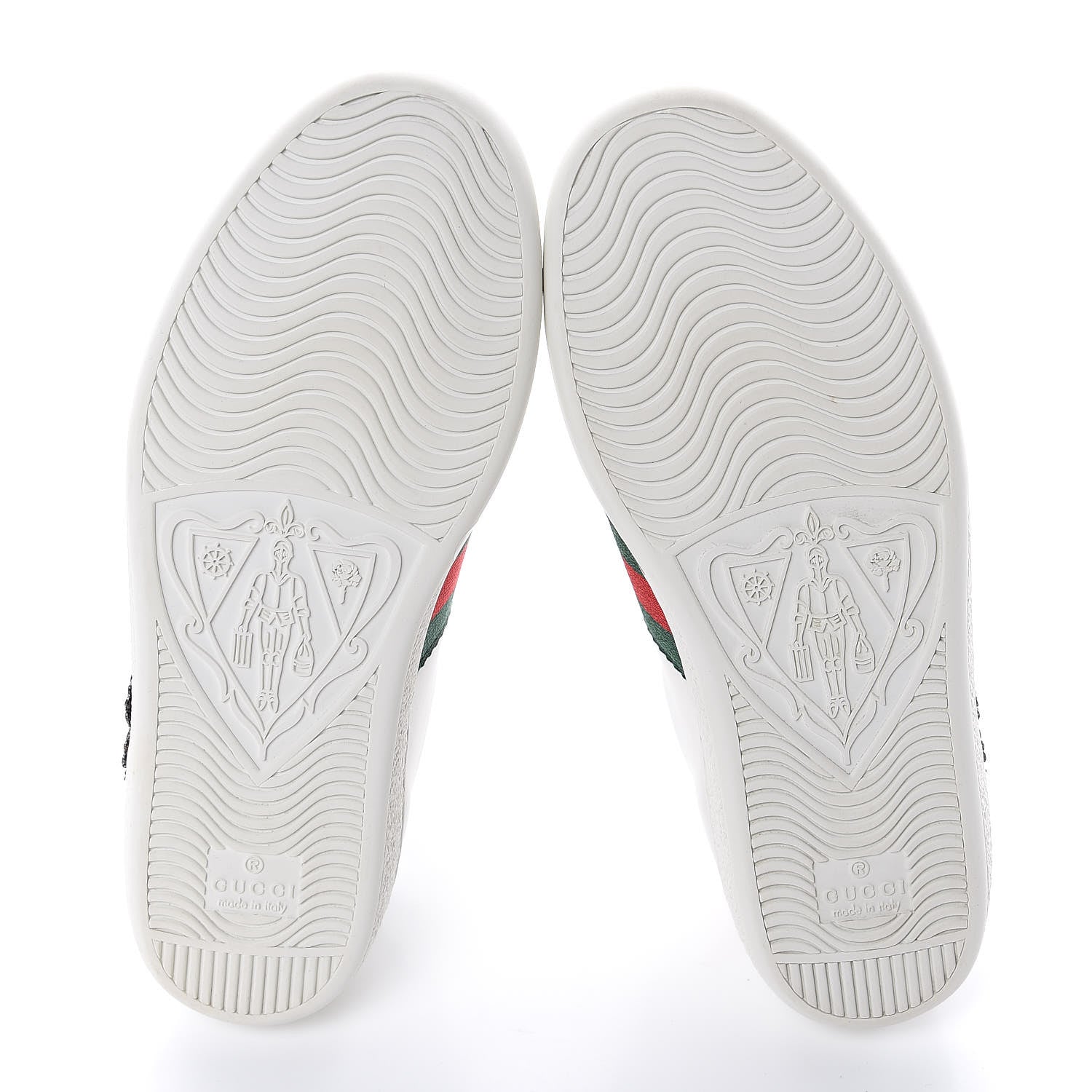 Gucci Calfskin Web Studded Womens Arrow Ace Sneakers 34 White 9 of 10