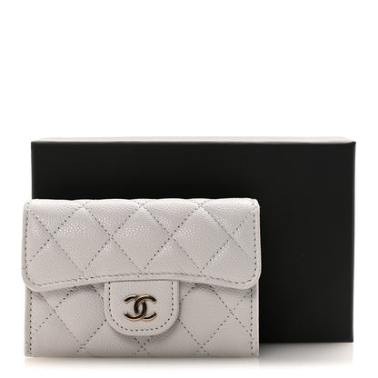 Chanel Caviar Quilted Flap Card Holder Wallet Light Grey 9 of 9