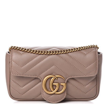 Gucci Calfskin Matelasse Super Mini GG Marmont Shoulder Bag Porcelain Rose 1 of 11