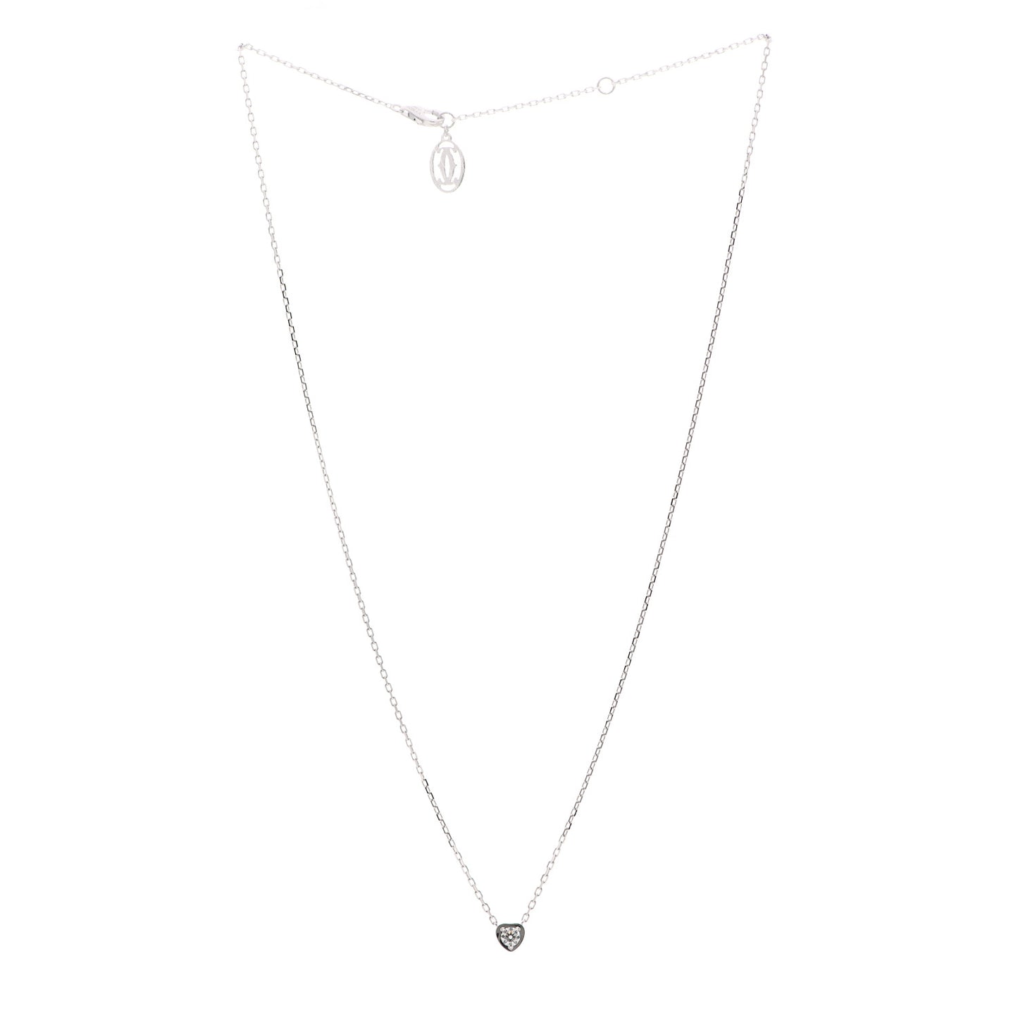 18K White Gold Diamond D'Amour Heart Pendant Necklace